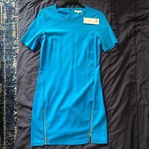 Blue Shift Dress with Zippers NWT